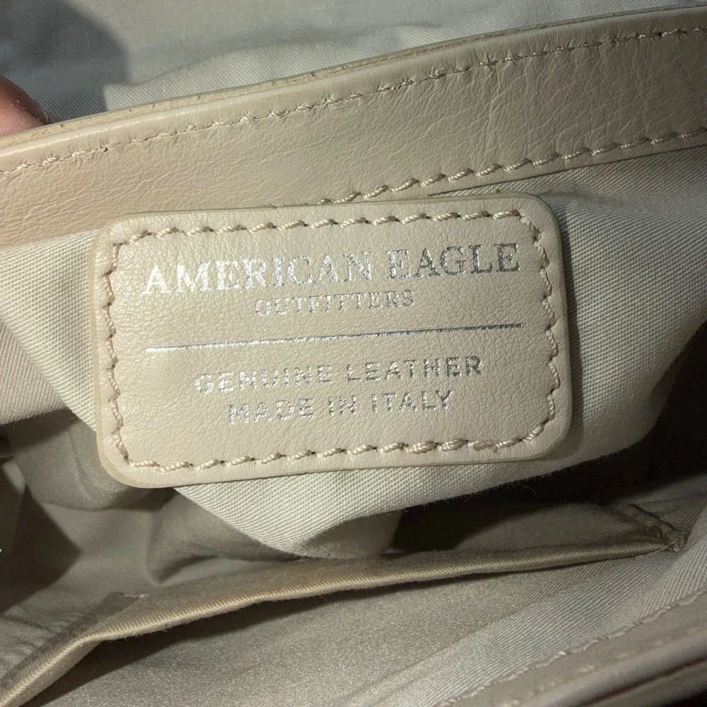 American Eagle Outfitters Cream Genuine Leather Crossbody Bag Made in Italy